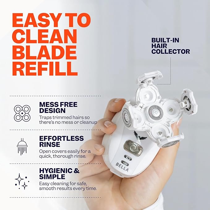 Freebird FlexSeries BodySmooth Rotary Blade Refill for Women - Gentle Shave for Sensitive Skin, 5 Contouring Heads, 50+ Shaves, Mess-Free Cleanup