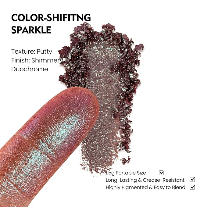 Chameleon Single Eyeshadow, Iridescent Blue-Purple, Pressed Powde, Square Pan,High Pigment, Smudge-Proof, Smooth Blend,Long-Lasting,Fits Magnetic Palettes (Nebula)