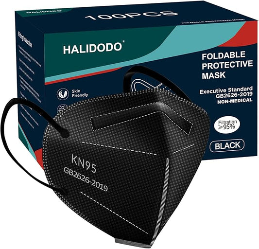 HALIDODO Face Mask 100 Pack Breathable 5-Layer Filter Efficiency≥95%