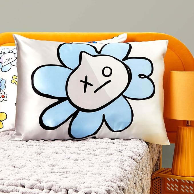 Kitsch x BT21 (Van) Satin Pillowcase with Zipper for Hair & Skin - Softer Than Silk Pillow Cases, Smooth Cooling Pillow Cover, Wrinkle-Free, Machine Washable, Queen/Standard (19x26)