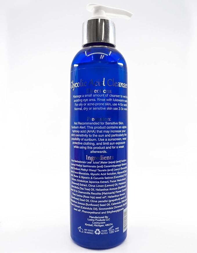 Luxiny 10% Glycolic Acid Face Wash & Exfoliating Cleanser, 8 oz – Vegan, Natural AHA Facial & Acne Body Wash for Women and Men – Pore Minimizer
