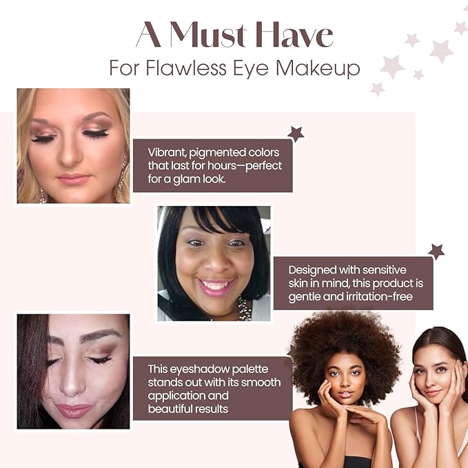 Lamora Eyeshadow Palette Makeup - Eye Makeup Palette with 16 Highly Pigmented Matte & Shimmer Shades - Vegan & Blendable