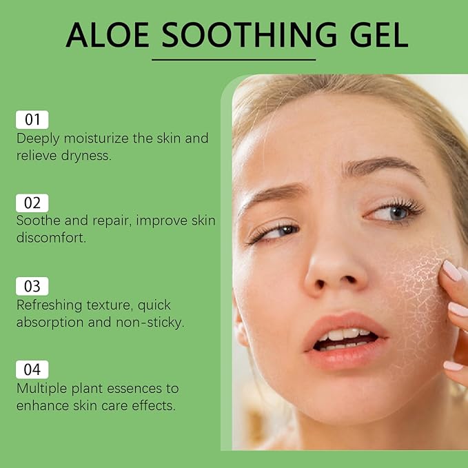 Aloe Vera Gel – Soothing and Hydrating Gel for Face and Body – Organic Aloe Vera Gel for Dry, Sensitive, and Acne-Prone Skin