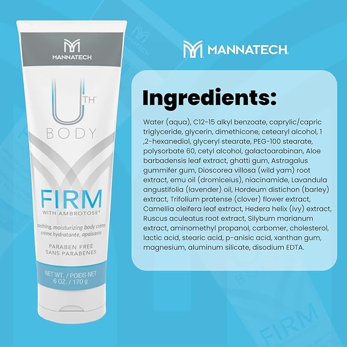 Mannatech Moisturizing Body Cream, Firm with Ambrotose 6oz. Moisturizer for Dry Skin, Refresh, Hydrates, and Softens Whole Body, Mild Formula, Paraben-Free, Moisturizing Cream For All Skin-Types