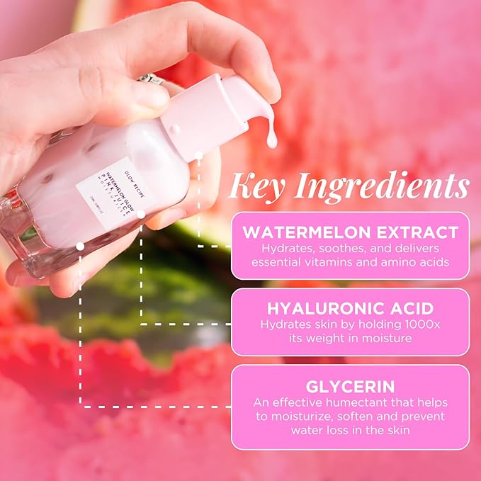 Glow Recipe Smooth Skin Sailing Skincare Set - Watermelon Glow Pink Juice Facial Moisturizer + Silicone-Free BHA Strawberry Pore Minimizer Blurring Drops (2 Count)
