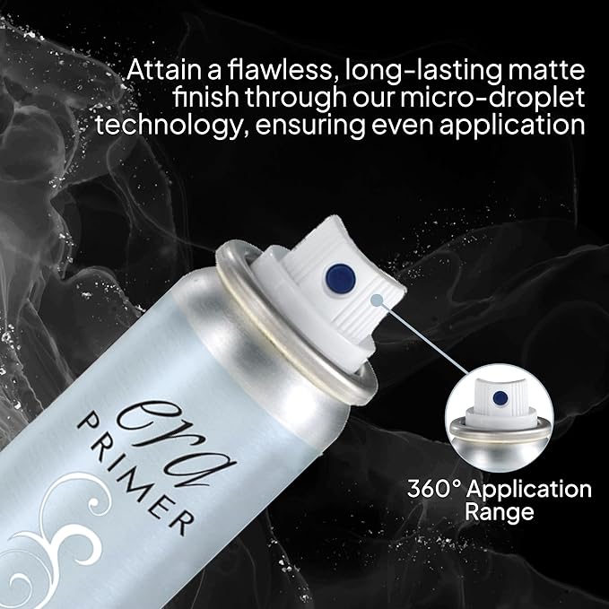 ERA Beauty Essentials Airbrush Makeup Collection (Era Face spray on Foundation - Y7 Carmel + Era Primer + Sponge)