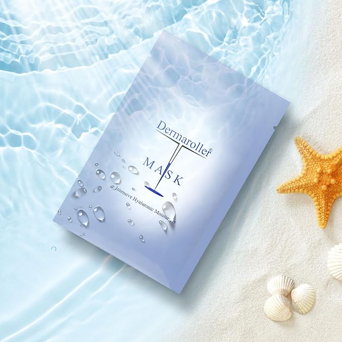 Dermaroller Hydrating Face Mask Sheets - 10 Pack with Hyaluronic Acid, Matrixyl & Vitamin E for Anti-Aging Skincare and Radiant Glow