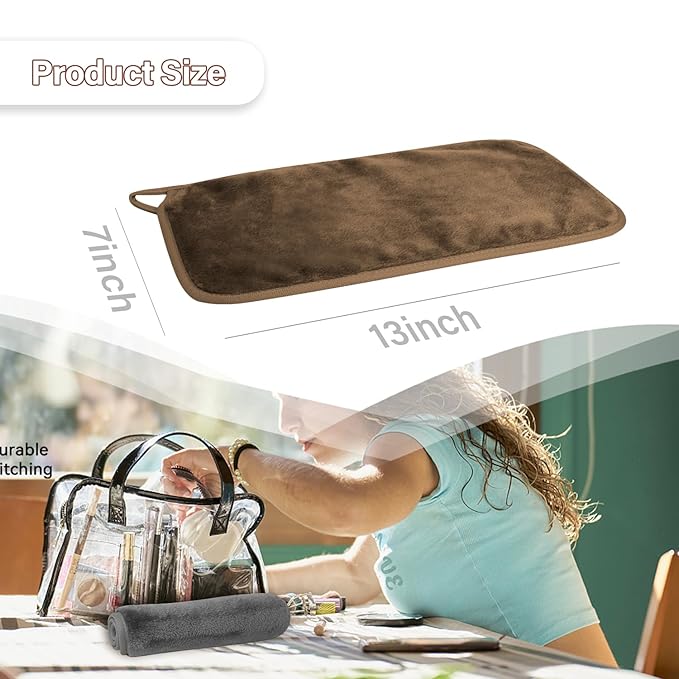 Nugilla Makeup Remover Cloths, 8 Packs Makeup Remover Towels Reusable Face Wash Cloth, Soft Makeup Remover Microfiber Face Cloth for Women(Brown)