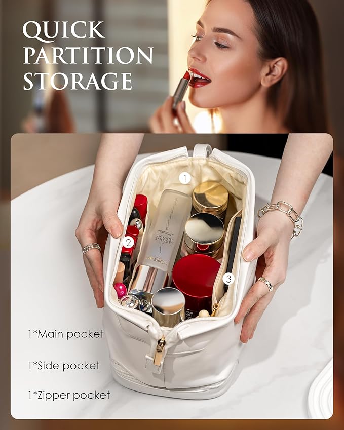 Dorm Room Essentials for Girls-Bride Gift-Makeup Bags, Personalized Cosmetic Bag with Makeup Brush Organizer, Birthday Gifts for Women,Customizable Gifts for Girls Age 8-10 10-12 13-14