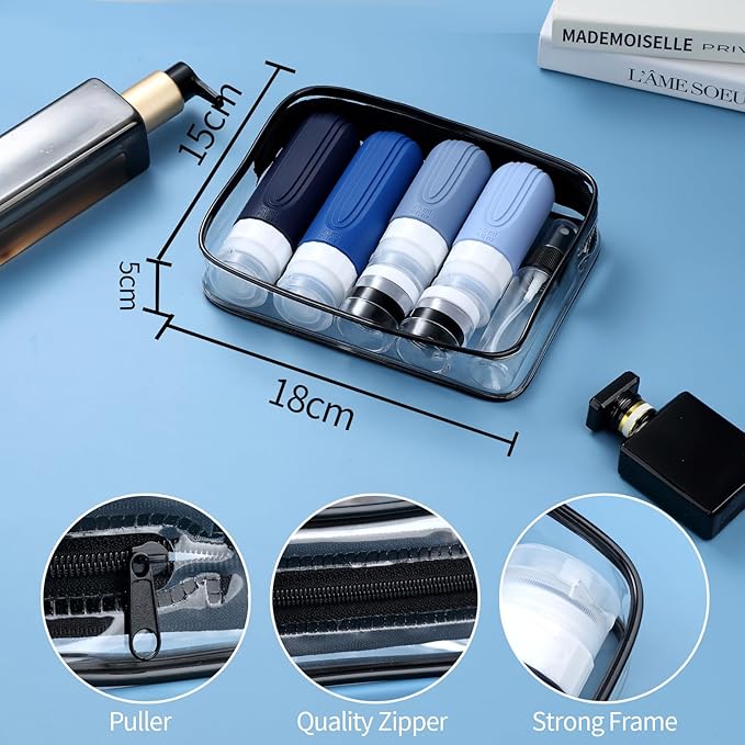 16 Pack Travel Bottles for Toiletries, TSA Approved Silicone Travel Containers jar for Toiletries, Leak Proof Refillable Liqus Shampoo And Conditioner Traveler Essentials toiletry Bottles