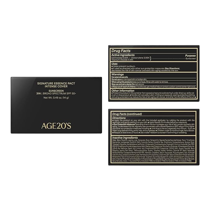 AGE20'S Signature Essence Pact SPF 50+ | Pack of 1 | 31N TOFFEE | Cream Foundation, Dewy Finish, Natural Coverage | Korean Cushion Foundation