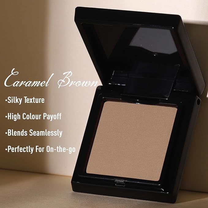 UCANBE Caramel Brown Single Eyeshadow Palette, Mini Matte Eye Shadow Powder, Highly Pigmented Professional Long-Lasting Waterproof Makeup Pallet for Daily Wear, Natural Looks & Smokey Eyes