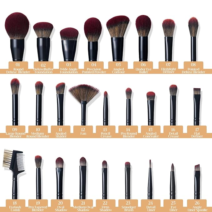 ZAMEL 26Pcs Premium Black Make up Brushes Set With Travel Bag,ULTRA SOFT Hair Makeup Brush pack Contains large powder Blending Make up Brush set Blush Face Brush Concealers contour Eyeshadow