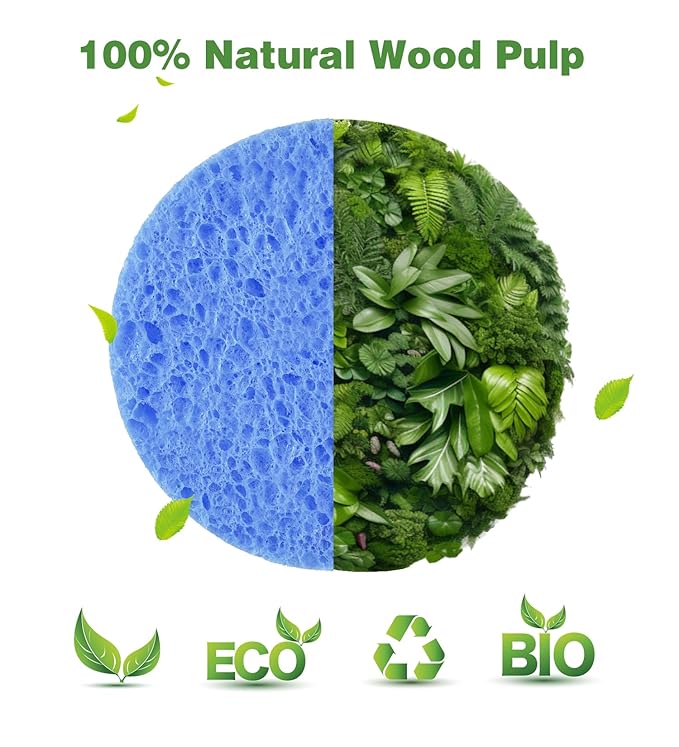 METUUTER 50 PCS Compressed Facial Sponges for Estheticians- 100% Natural Cellulose Face Sponge Professional Cosmetic Spa Sponges for Face Cleansing, Massage, Pore Exfoliating, Mask, Makeup Removal