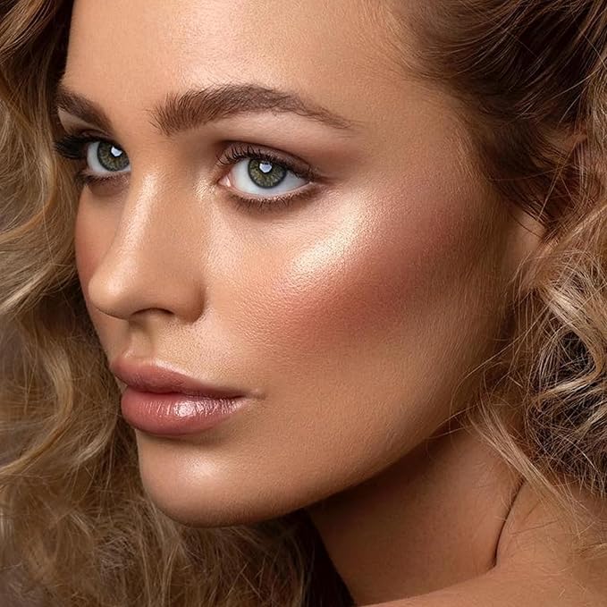 Boobeen Blush and Highlighter Palette- 4-color Metallic Shimmer Shadow Powder, Illuminator Makeup Set for Shading, Highlighting & Defining the Face