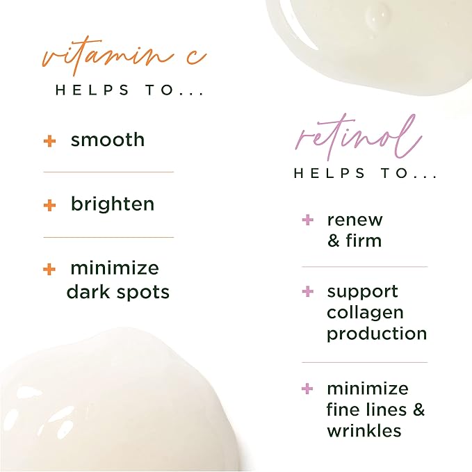 Tree of Life Beauty Facial Skin Care Set, Brightening, Firming, Hydrating, Dry Face, Dermatologist Tested - Vitamin C Serum (Brightens) + Retinol Serum (Smooths) - Skin Care Kit, 2 count of 1 Fl Oz