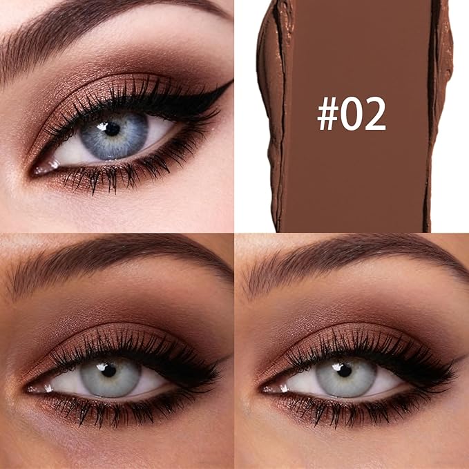 Matte Cream Eyeshadow Stick, Waterproof Eye Shadow Stick, Long-Lasting and Blendable High Pigmented Single Eyeliner Makeup for Women, 2 Pecan