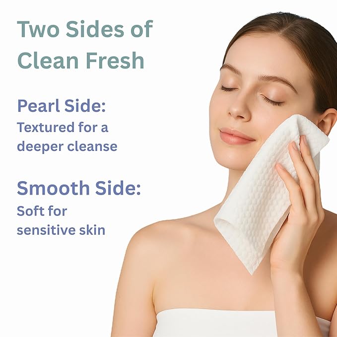 FRESH TOWELS Disposable Face Towels, Makeup Removal Face Towelettes & Dry Wipes, 50 Ct, 1 Pack