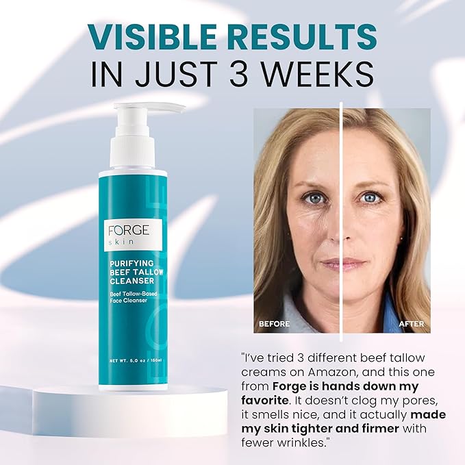 Forge Skin Original Purifying Face Wash Beef Tallow for Skin Care | Grass Fed Beef Tallow Hydrating Facial Cleanser Skincare | Tallow Face Moisturizer Soap| Beef Tallow for Face Exfoliating Face Wash