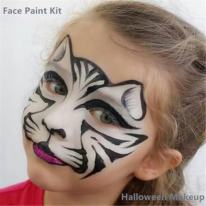 Go Ho 6 Colors Grey Face Body Paint,Cream Washable Formula Face Painting for Halloween Cosplay,Body Paint SFX Makeup Palette,Professional Face Paint Gray Vampire Zombie Makeup