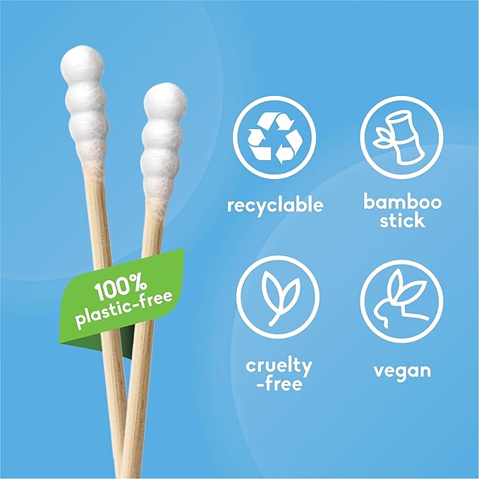 The Humble Co. Bamboo Cotton Swabs (600 count) - Cotton Swabs and Cotton Buds for Ears, Makeup, Pet Care and Cleaning (White Spiral)