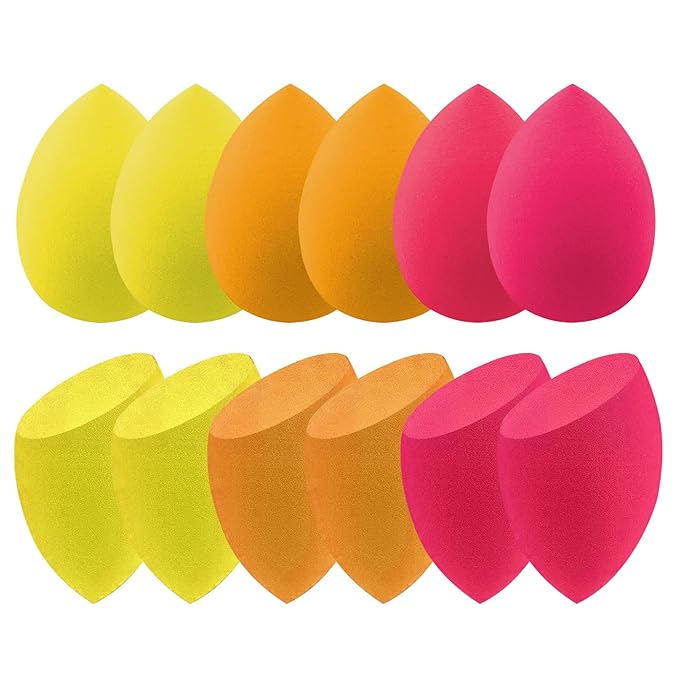 Wiko 12 Pcs Makeup Sponge Set for Foundation Bulk Latex Free Reusable Beauty Sponge Blender Cosmetic Applicator For Powder Cream and Liquid Super Soft Concealer.