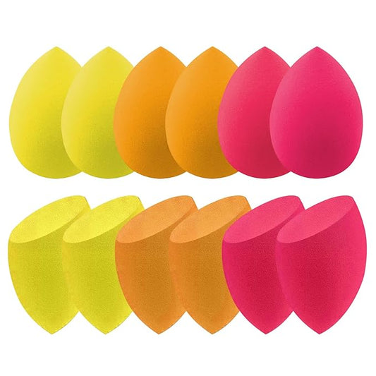 Wiko 12 Pcs Makeup Sponge Set for Foundation Bulk Latex Free Reusable Beauty Sponge Blender Cosmetic Applicator For Powder Cream and Liquid Super Soft Concealer.