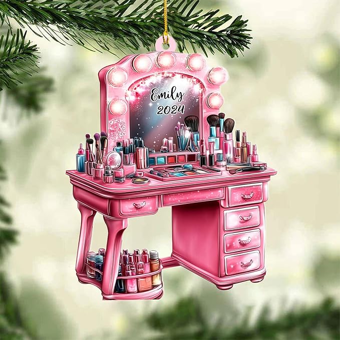 Personalized Makeup Tools Ornament – Custom Beauty Christmas Tree Decoration, Holiday Keepsake Gift for Makeup Artists, Cosmetologists, Beauty Lovers, Salon Owners, Families and Coworkers (MKH5)