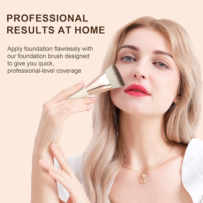 DUcare Foundation Brush for Liquid Makeup, Flat Top Professional Kabuki Brush Buffing Blending Mineral Powder Large Makeup Face Brush