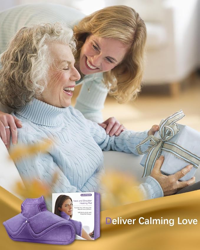 Heating Pad for Neck and Shoulder Pain Relief, Birthday Christmas Gifts for Women Mom Wife Sister Grandma Her, 2lb Electric Heating Pad for Back, 6 Heat Settings, Large 17x23inch, Purple