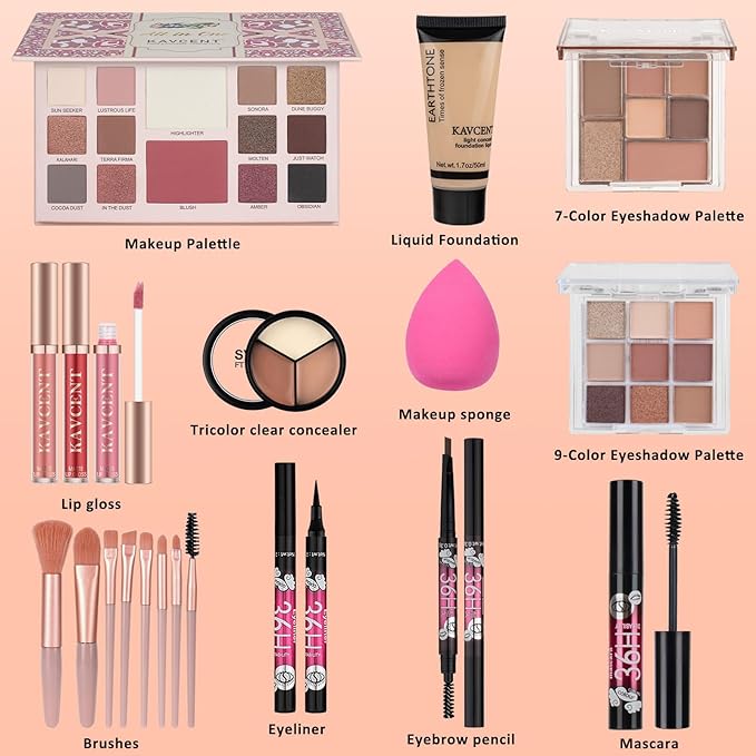 Makeup Set for Teens Makeup Kit for Women Full Kit Eyeshadow Foundation Makeup Kits for Teenagers 14-16 Makeup Gift Set for Women Teen Girls
