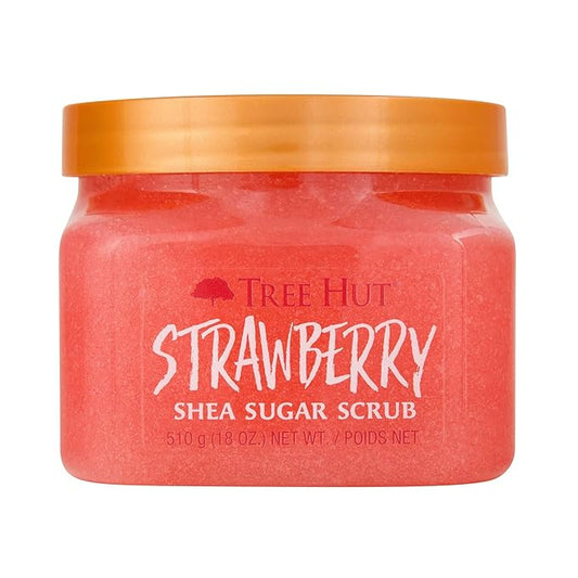 Tree Hut Strawberry Shea Sugar Scrub, Exfoliating, Hydrating & Moisturizing Body Scrub with Shea Butter & Nourishing Essential Oils, Smooth & Soften Skin, 18 oz