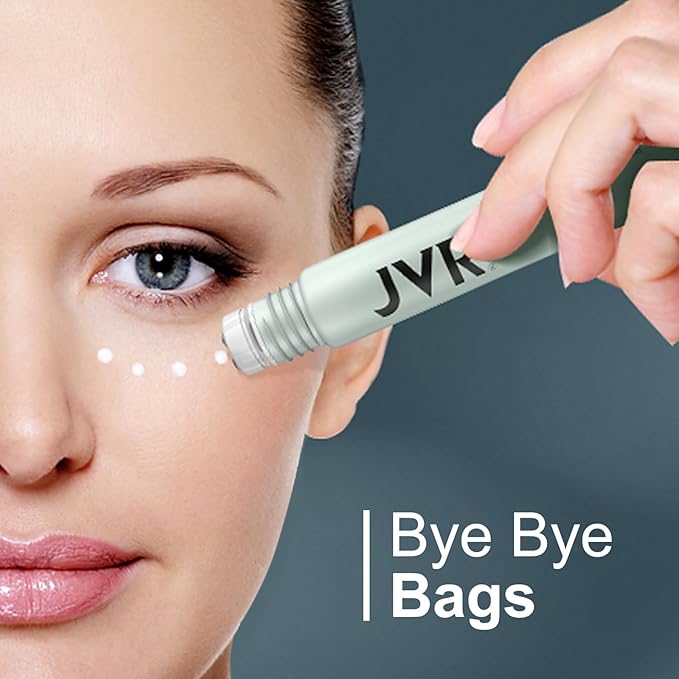 JVR Caffeine Eye Cream and Under Eyes Roller for Dark Circles and Puffiness, Fine Lines, Under-Eyes Bags, Eye Serum with Vitamin C, Hyaluronic Acid, 20 ml