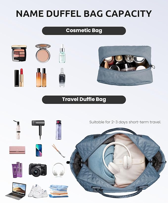 Girl Duffle With Shoe Compartment, Tween Weekend Bag, Monogram Overnight for Women With Trolley Sleeve & Wet Pocket, Letter Travel With Makeup Bag (Letter K)