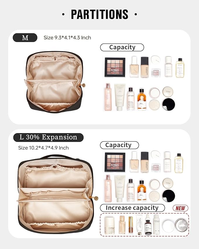 EACHY Travel Makeup Bag,Large Capacity Cosmetic Bags for Women,Waterproof Portable Pouch Open Flat Toiletry Bag Pattern Makeup Bag