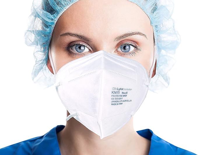 Lyka KN95 Face Masks 50 Pack – 5-Ply Disposable Masks for Dust, Work, Sanding, Painting, Allergies, Lawn & Cleaning