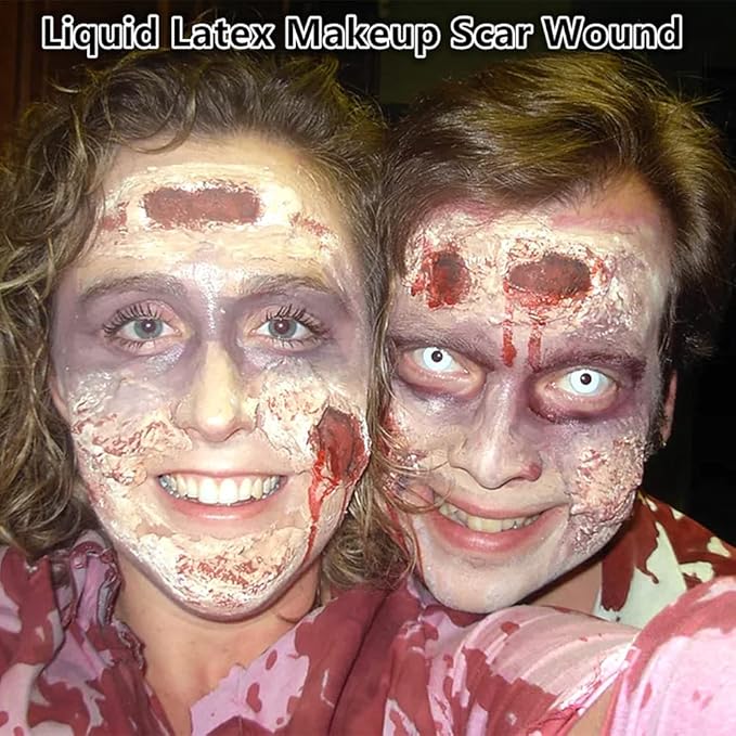 Go Ho Liquid Latex SFX Makeup(2 oz),Halloween Monster Zombie Makeup,Quick Drying Multi-Purpose Liquid White Face Paint for Scar Cut Wound Peeling Skin Wrinkles Stipples Burns Blisters,Clear White