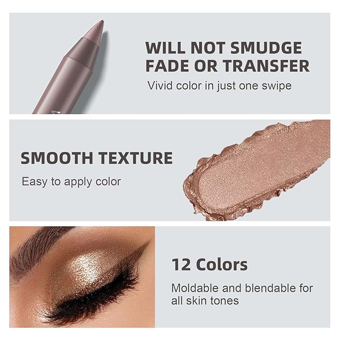 12 Color Eyeliner Pencil Set with Sharpener Waterproof and Long-Lasting Colour Gel Eye Liner Pencils for Women