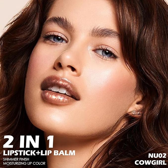 FOCALLURE Moisturizing Shiny Lipstick,Pearl Shimmery Finish,Hydrating Tinted Lip Balm with Creamy Texture,Long Lasting High Pigmented Lip Stain,Cowgirl