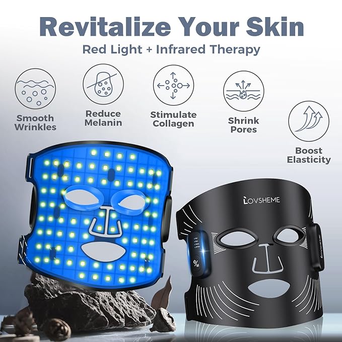 Red Light Therapy for Face – Wireless Red Light Therapy Mask LED Face Mask Light Therapy with 320 LEDs, 4 Modes, Skin Rejuvenation, Ideal Beauty Gift for Women & Men