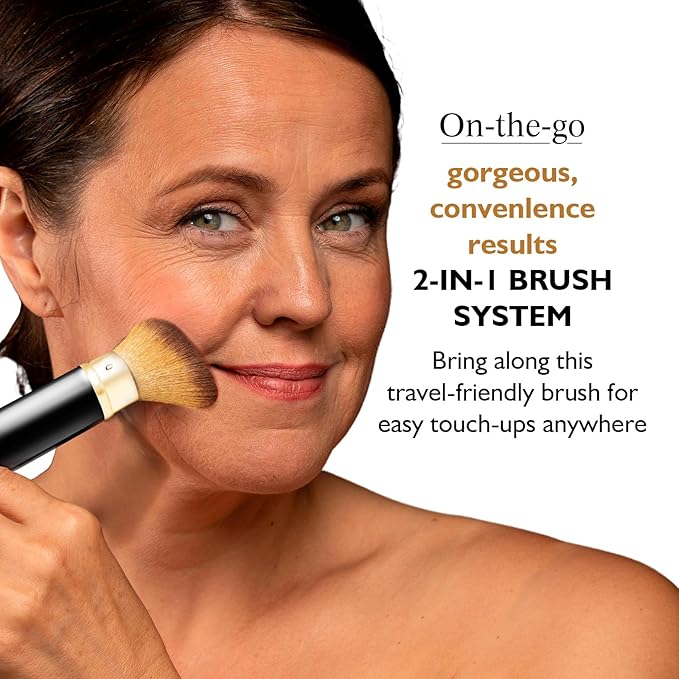 Retractable Airbrush Kabuki Brush for All Face Makeup & Foundation for Liquid, Cream and Powder Face Makeup, Dual-Ended Brush for Precision Natural Beautiful Look, With Aluminum Handle - Black