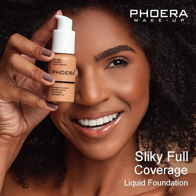 Phoera® Full Coverage Foundation Soft Matte Oil Control Concealer 30ml Flawless Cream Smooth Long Lasting aq (110 TRUFFLE)