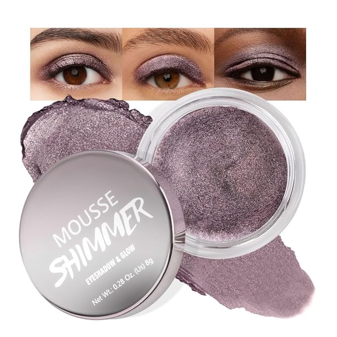 Purple Gray Mousse Shimmer Monochrome Eyeshadow, Neutral Matte Cream Monochrome Eye Shadow Pallette, Long-Lasting Waterproof Blendable sombras para ojos, Mini Eyeshadow(01#, Pack of 1)