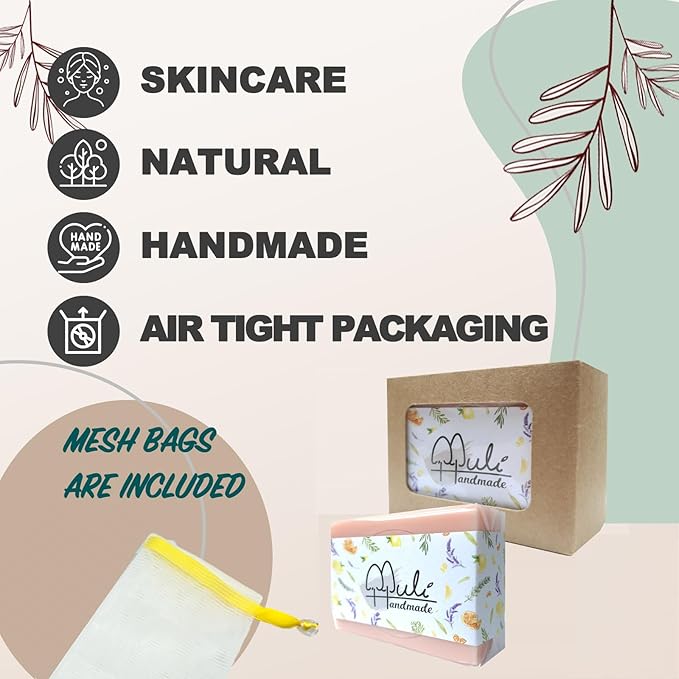 Natural Handemade Bar Soap for Men and Women with Essential oils, Scented Bar Soaps for Bath, Fragrance Regular Use Gift Set (Pack of 1) Rose Marseille