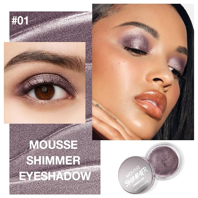 Purple Gray Mousse Shimmer Monochrome Eyeshadow, Neutral Matte Cream Monochrome Eye Shadow Pallette, Long-Lasting Waterproof Blendable sombras para ojos, Mini Eyeshadow(01#, Pack of 1)