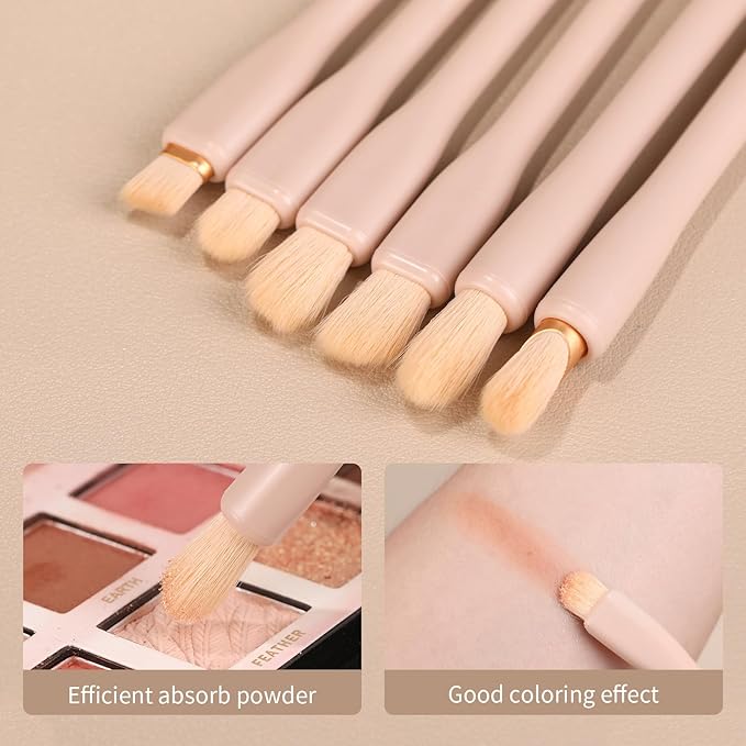 MSQ Make Up Brushes 8Pcs Makeup Brush Set Powder Brush Concealer Blending Brushes Set Stipping Brush Eyeshadow Brushes (Khaki)