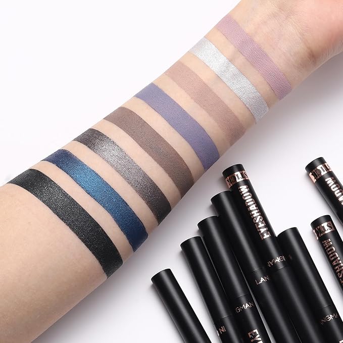 Jolilab Eyeshadow Stick Set, 8 Colors Matte Professional Bright-Colored Contouring and Highlight Stick, Cream Waterproof Long Lasting High Pigmented Eye Shadow. (8, C1)