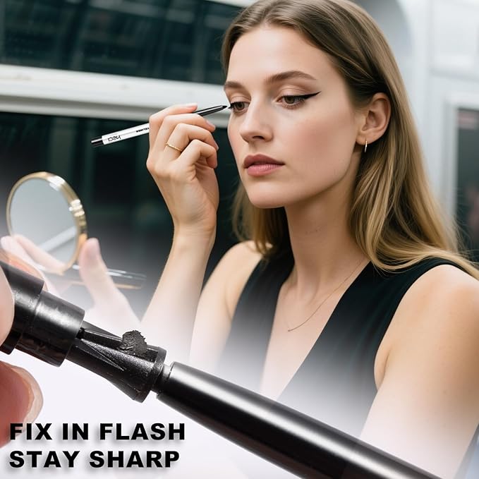 Sharpenable Gel Eyeliner Pencil, Multi-Use Longwear Eyeliner Pencil, Ultra-Smooth Tip Eye Makeup with Up to 24HR Wear, Waterproof & Smudge-Proof -Black