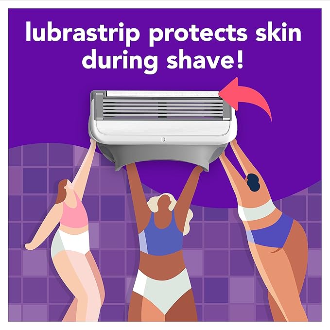 joy Womens Razor Blade Refills, 8 Count, Purple, Lubrastrip to Help Avoid Skin Irritation