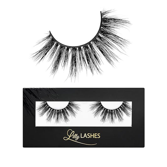 Lilly Lashes So Extra Miami 3D Mink Lashes, Mink Eyelashes, The Original Lilly Lash For Wispy & Natural Look, Reusable Eyelashes up to 25x, Fluffy Lashes, Strip Lashes, Lash Glue not Included